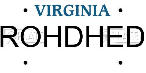 ROHDHED Virginia License Plate