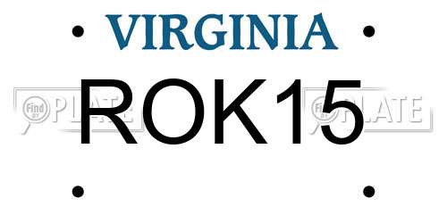 ROK15 Virginia License Plate