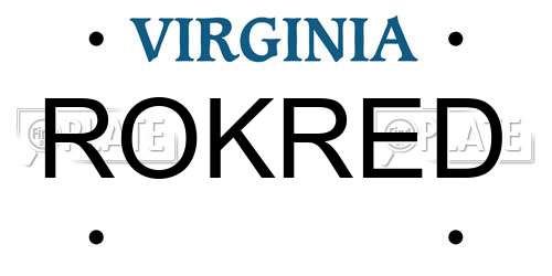 ROKRED Virginia License Plate