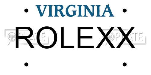 ROLEXX Virginia License Plate