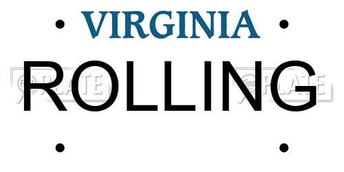ROLLING Virginia License Plate