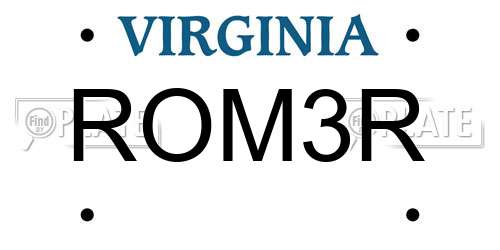 ROM3R Virginia License Plate