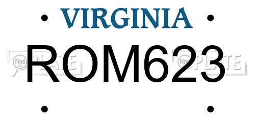 ROM623 Virginia License Plate