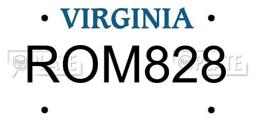 ROM828 Virginia License Plate
