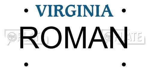 ROMAN Virginia License Plate