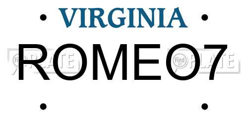 ROMEO7 Virginia License Plate