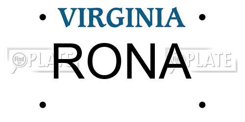 RONA Virginia License Plate