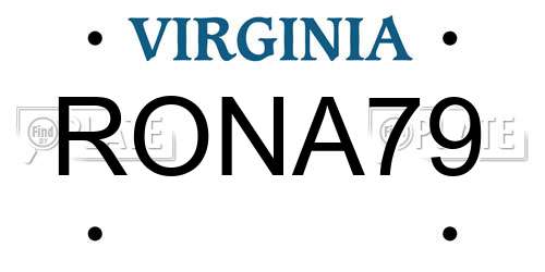 RONA79 Virginia License Plate