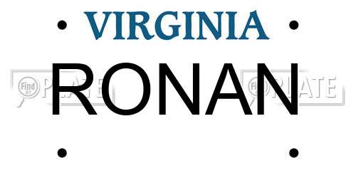 RONAN Virginia License Plate