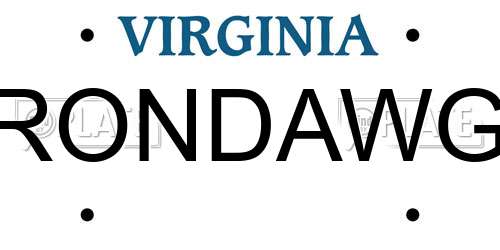 RONDAWG Virginia License Plate