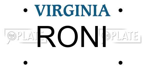 RONI Virginia License Plate
