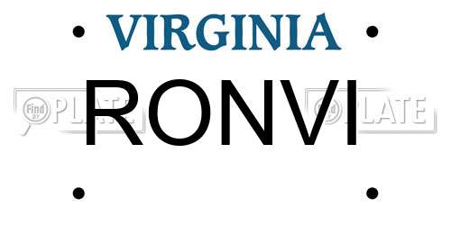 RONVI Virginia License Plate
