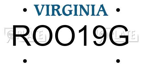 ROO19G Virginia License Plate