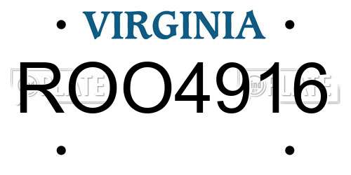 ROO4916 Virginia License Plate