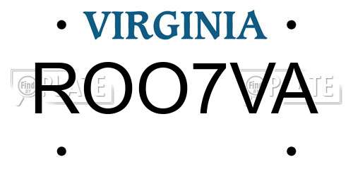 ROO7VA Virginia License Plate