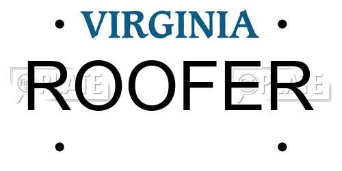 ROOFER Virginia License Plate