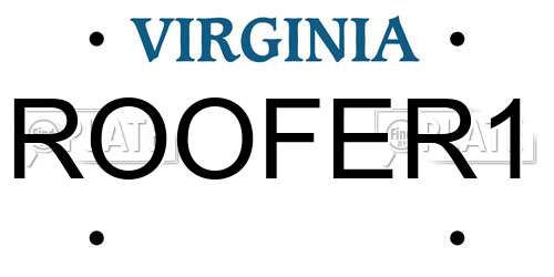 ROOFER1 Virginia License Plate