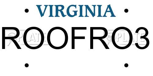 ROOFRO3 Virginia License Plate
