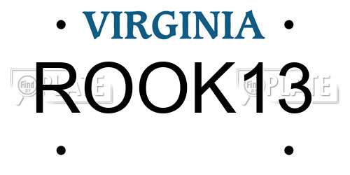 ROOK13 Virginia License Plate