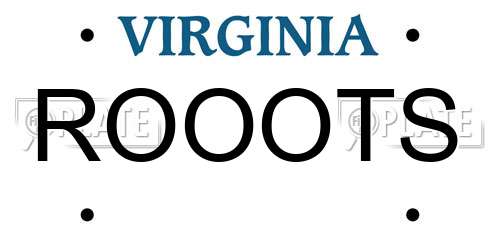 ROOOTS Virginia License Plate