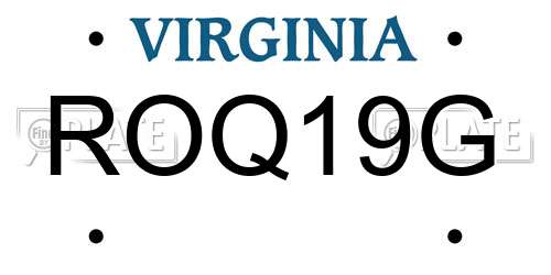 ROQ19G Virginia License Plate
