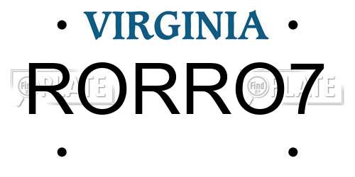 RORRO7 Virginia License Plate