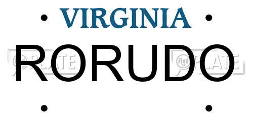 RORUDO Virginia License Plate