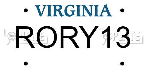RORY13 Virginia License Plate
