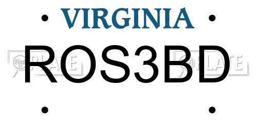 ROS3BD Virginia License Plate