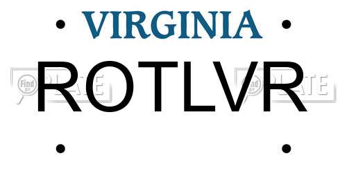 ROTLVR Virginia License Plate