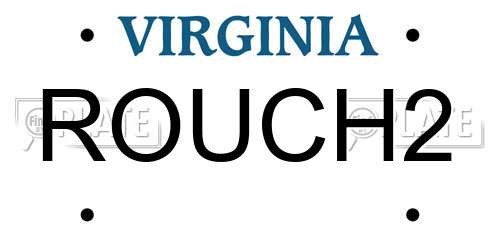 ROUCH2 Virginia License Plate