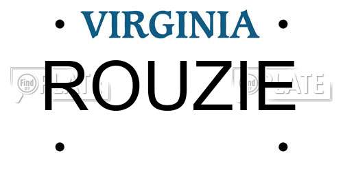 ROUZIE Virginia License Plate