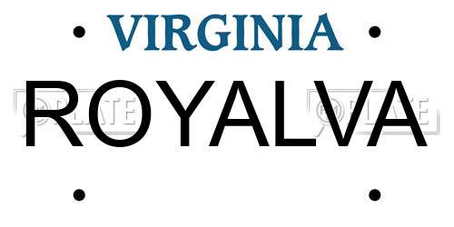 ROYALVA Virginia License Plate