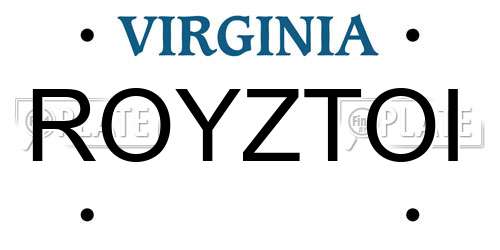 ROYZTOI Virginia License Plate