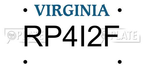RP4I2F Virginia License Plate