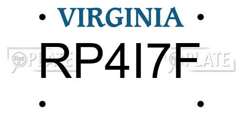 RP4I7F Virginia License Plate