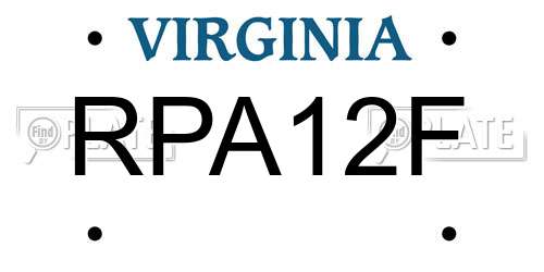 RPA12F Virginia License Plate