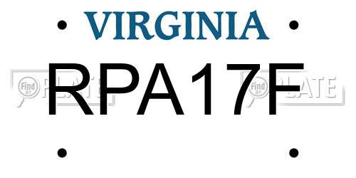RPA17F Virginia License Plate