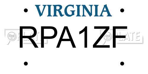 RPA1ZF Virginia License Plate