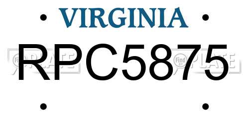 RPC5875 Virginia License Plate