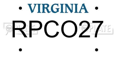 RPCO27 Virginia License Plate