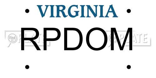 RPDOM Virginia License Plate