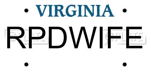 RPDWIFE Virginia License Plate