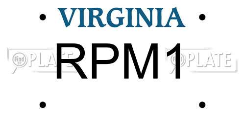 RPM1 Virginia License Plate