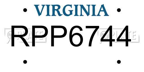 RPP6744 Virginia License Plate