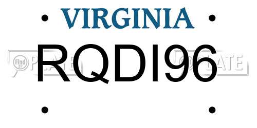 RQDI96 Virginia License Plate
