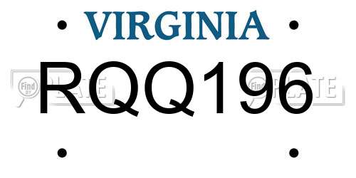 RQQ196 Virginia License Plate