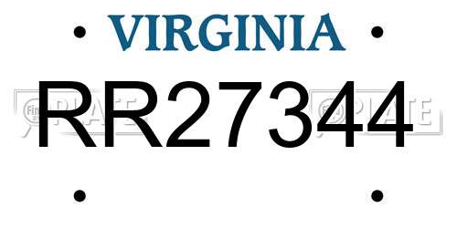 RR27344 Virginia License Plate