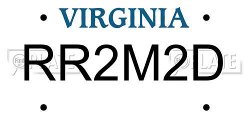 RR2M2D Virginia License Plate