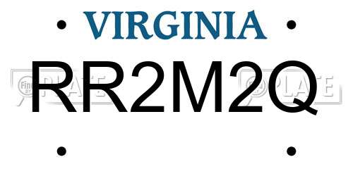 RR2M2Q Virginia License Plate